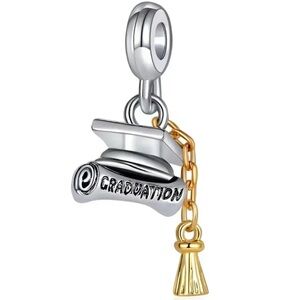 Graduation Cap and Scroll Charm Pendant
